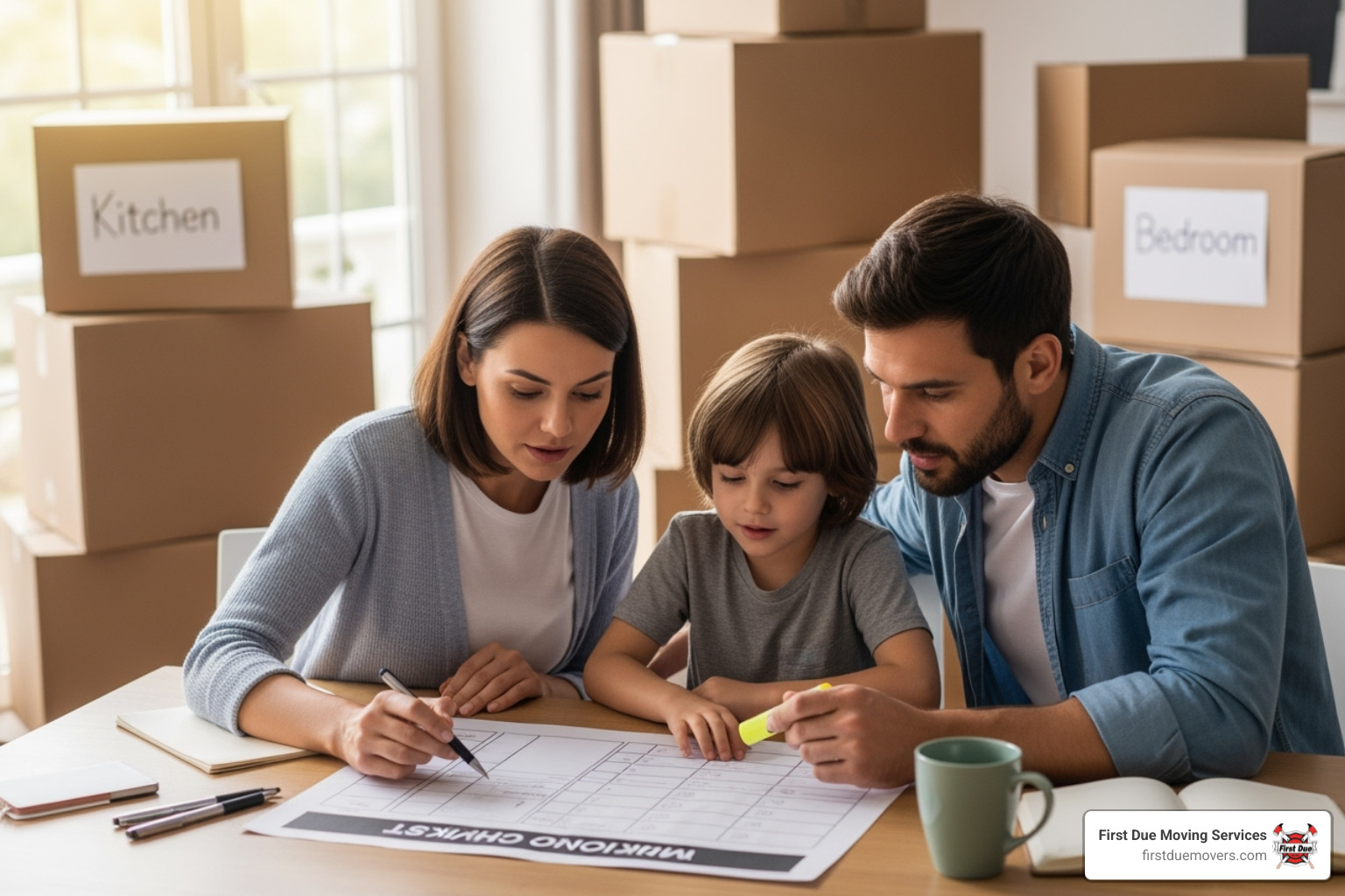family using a moving checklist - Long distance movers Kirkland family using a moving checklist - Long distance movers Kirkland