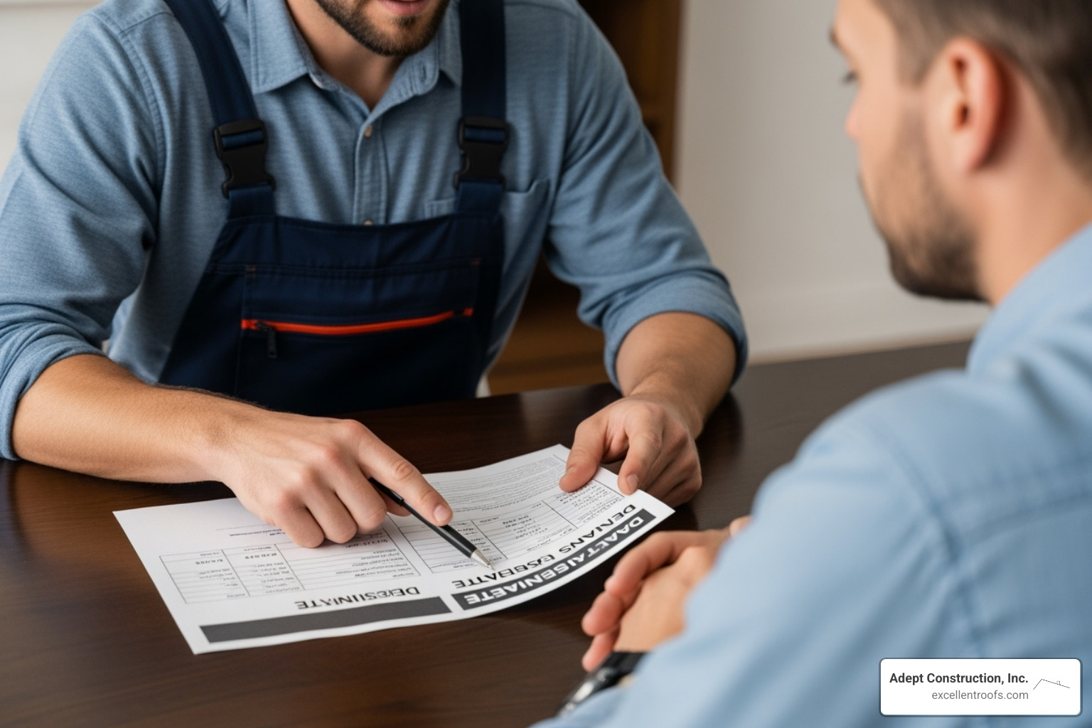 Roofer providing a detailed estimate to a client - Downers Grove roofer