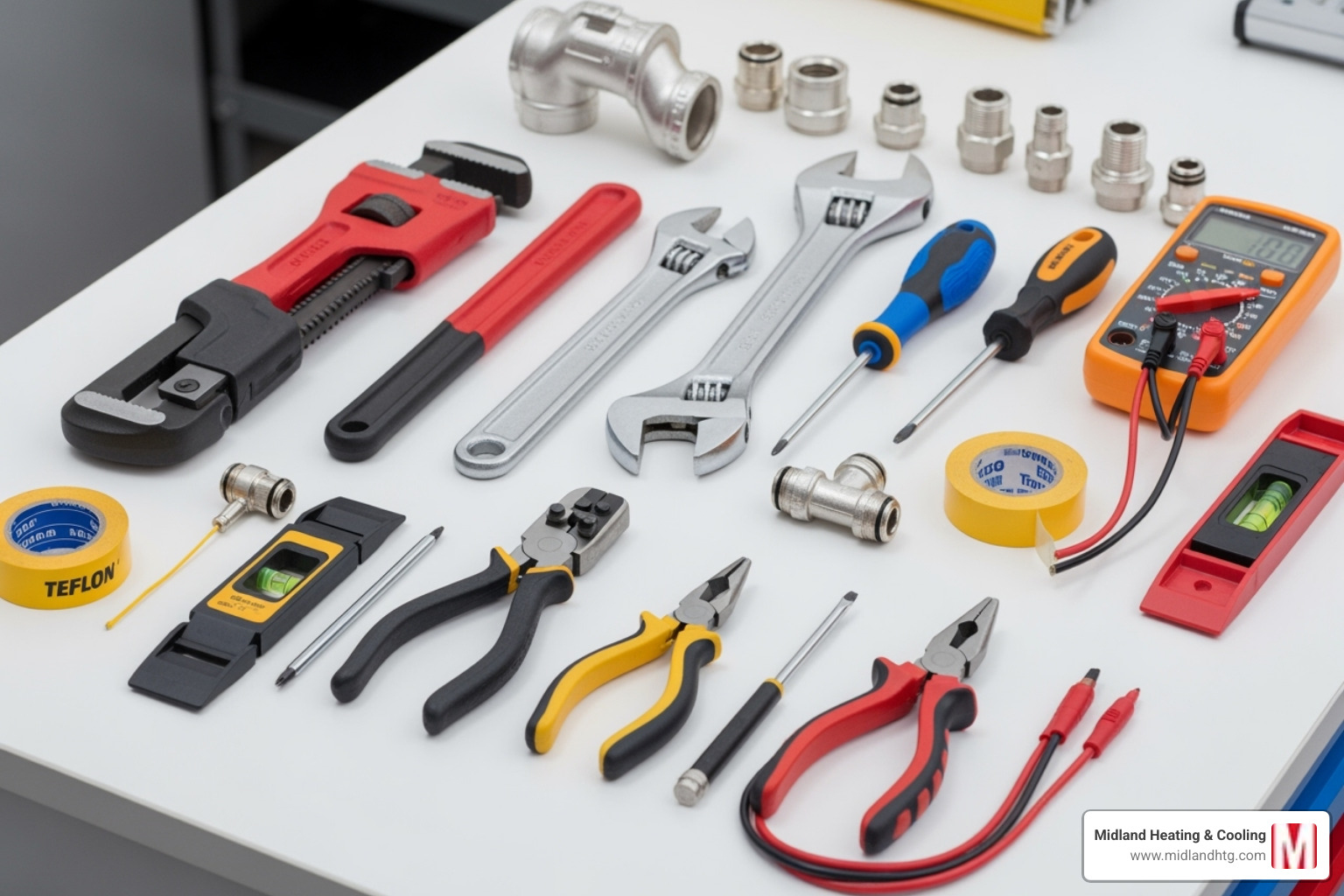 tools required for a boiler pump replacement laid out neatly - boiler pump replacement tools required for a boiler pump replacement laid out neatly - boiler pump replacement