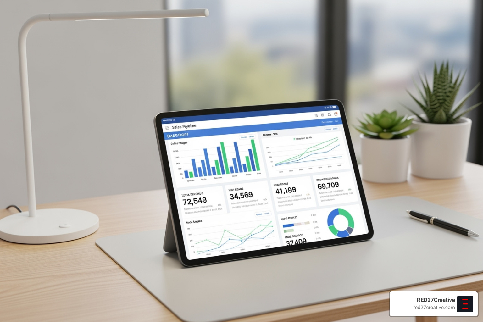 Sales pipeline dashboard on a tablet - Lead generation IT consulting Sales pipeline dashboard on a tablet - Lead generation IT consulting