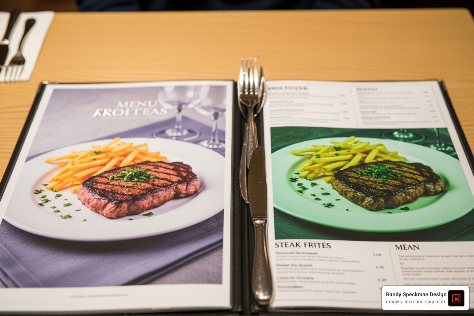 comparison of menu with high quality photo vs low quality photo - Restaurant menu layout comparison of menu with high quality photo vs low quality photo - Restaurant menu layout