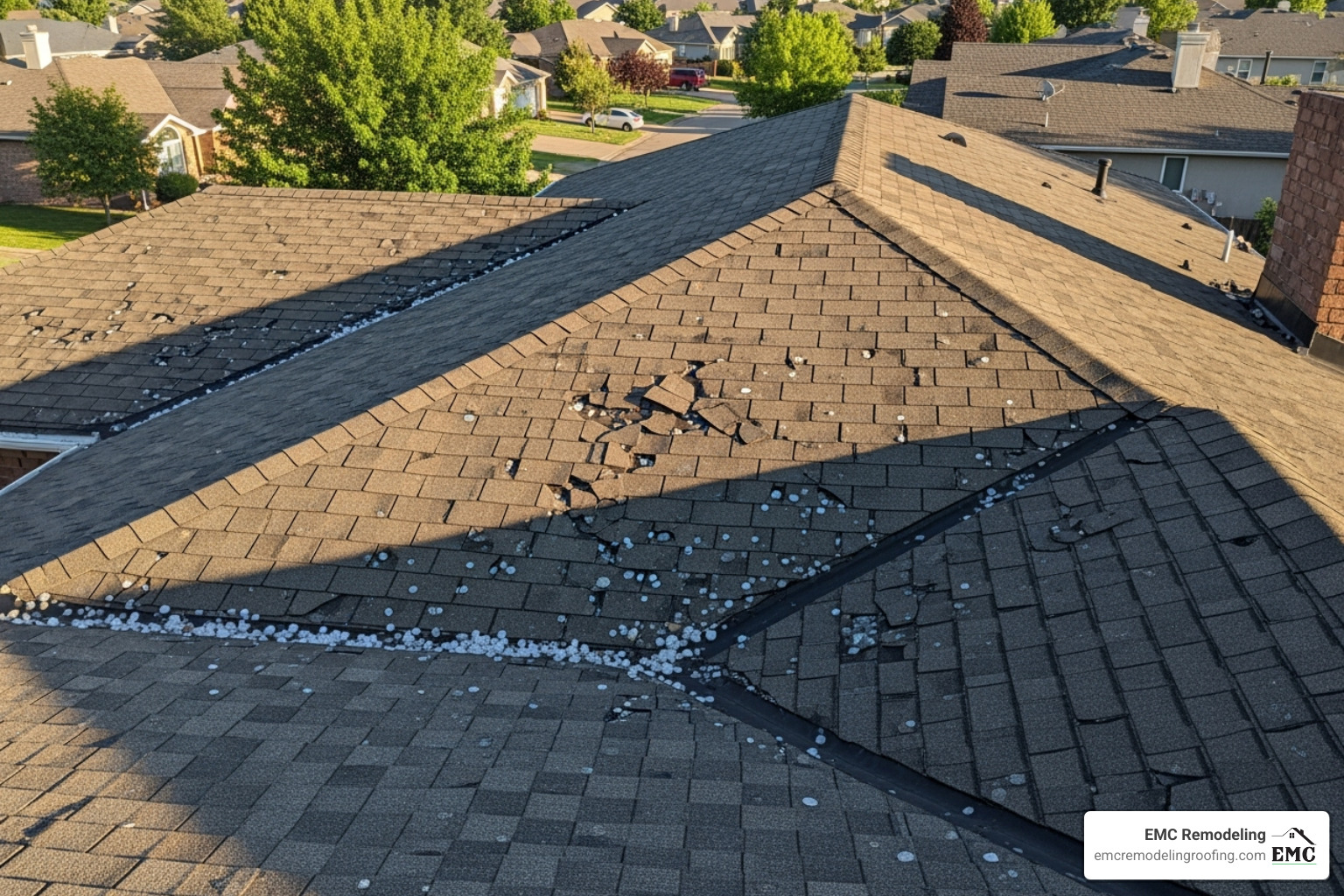 Roof with hail damage - roofing companies temple tx