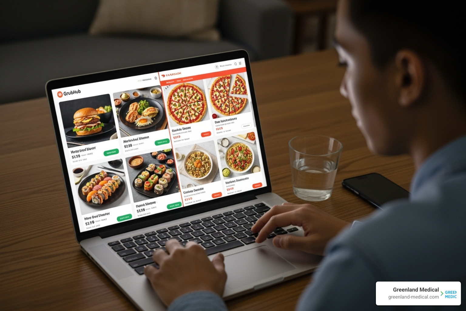 a person comparing two different meal delivery options on a laptop - gut health meal delivery