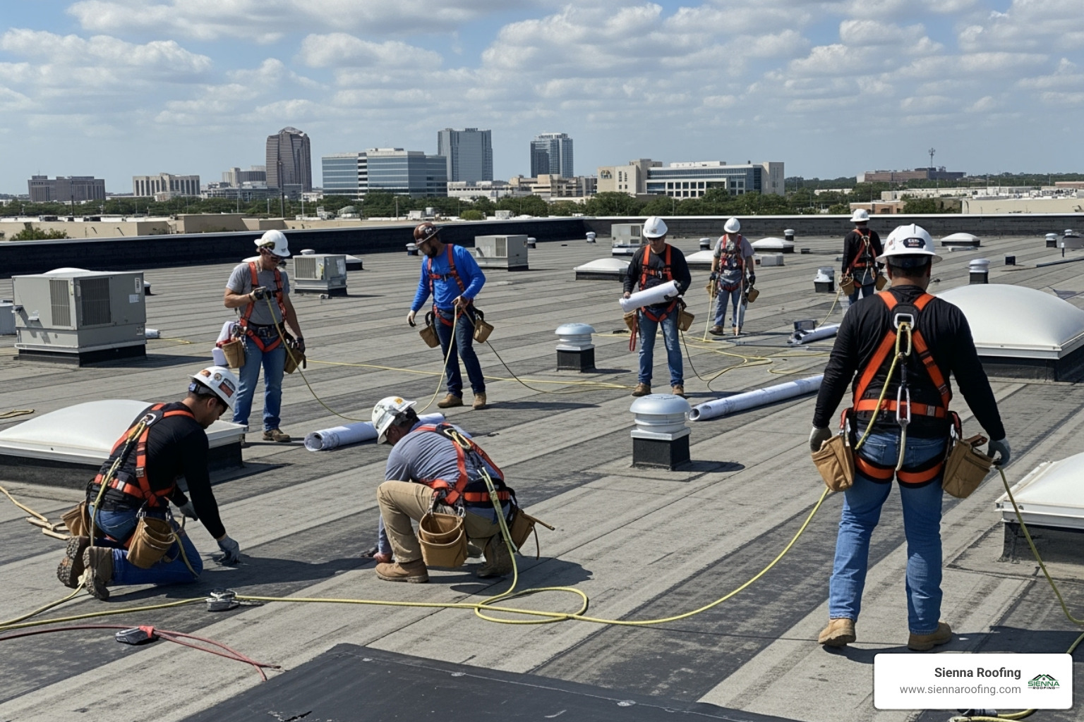 industrial roofing contractors with safety harnesses - industrial roofing and repair sugar land tx