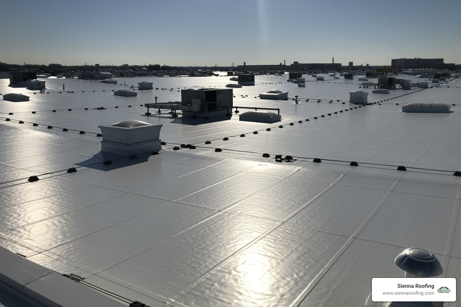 cool roof with energy saving icon - industrial roofing and repair sugar land tx