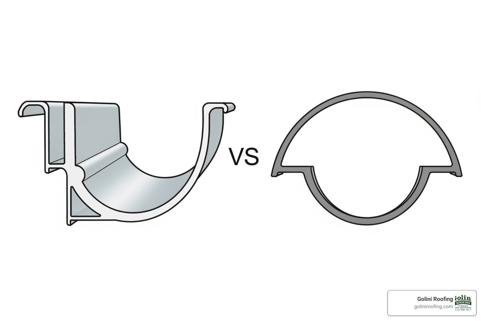 K-style and half-round gutter profiles side-by-side - gutter supplies K-style and half-round gutter profiles side-by-side - gutter supplies