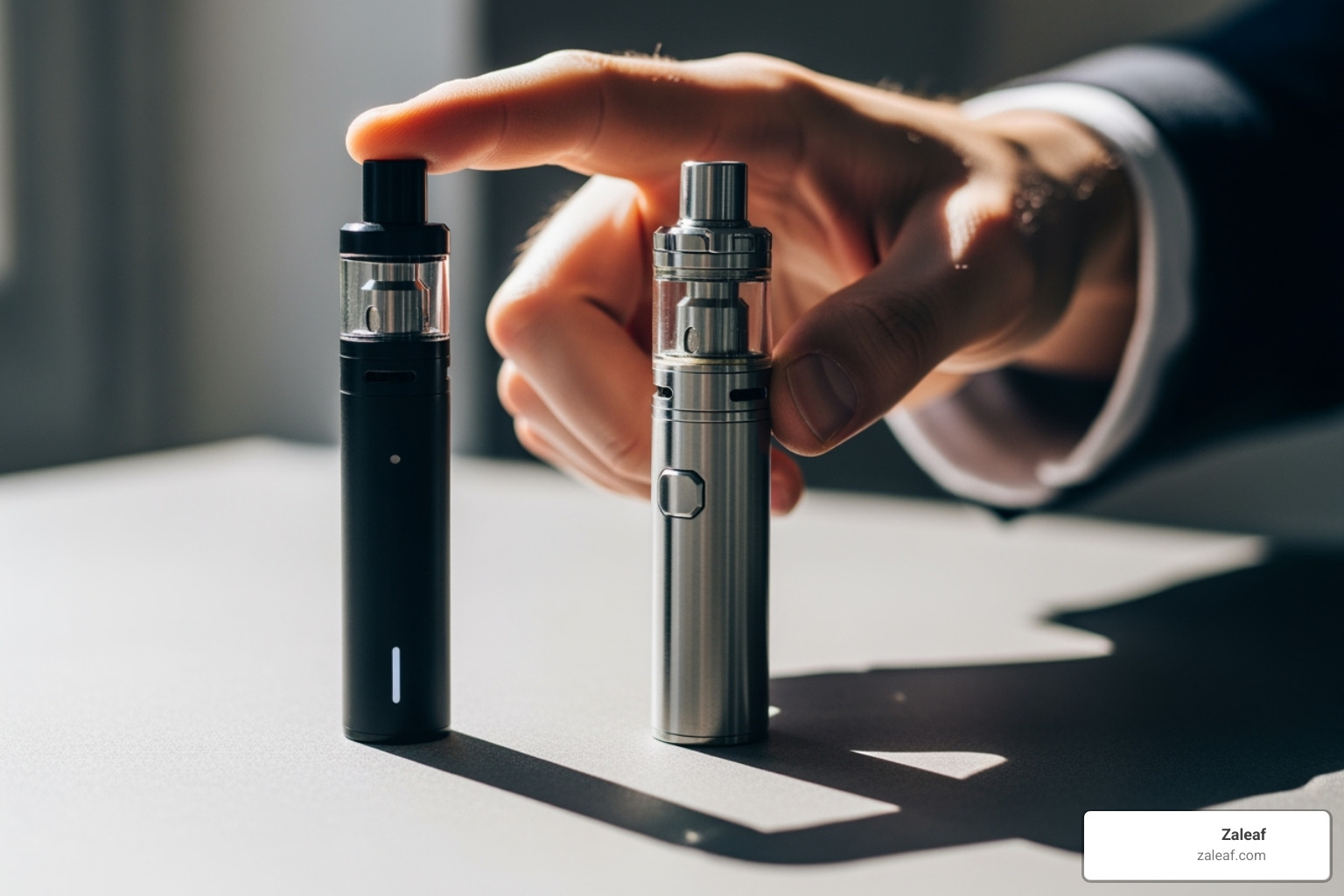 person choosing between two different styles of vape pens - best vape pen