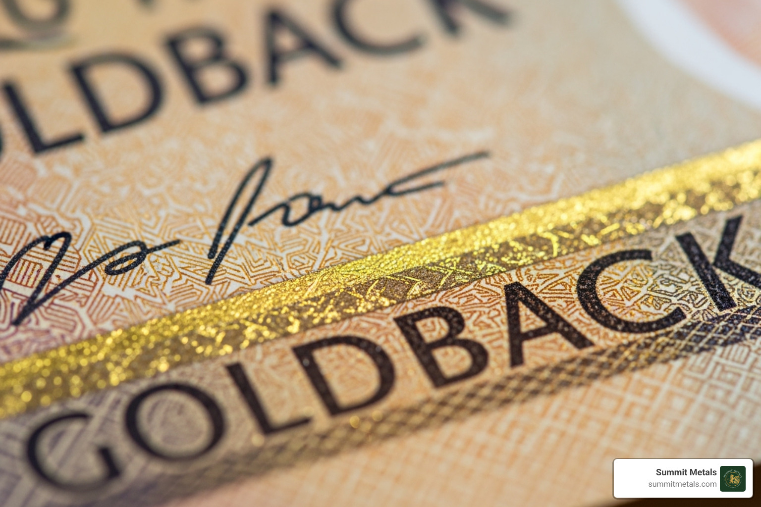 Image of a close-up on a Goldback's security features - are goldbacks a scam
