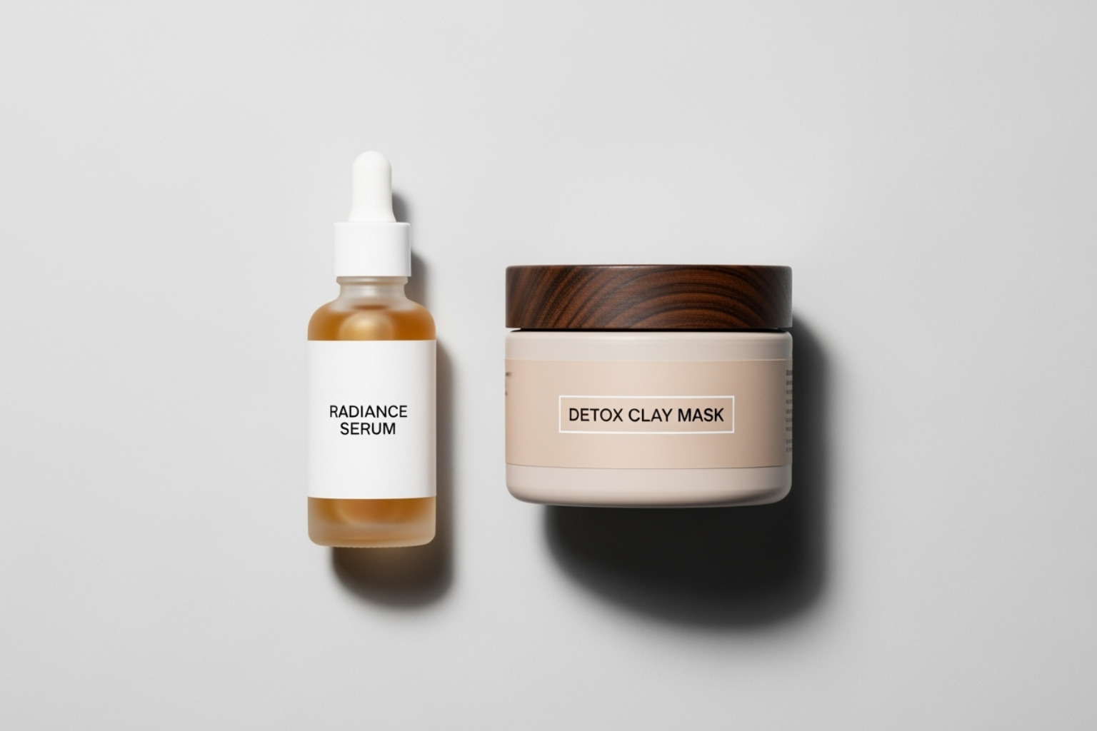 serum bottle and clay mask container - how to minimize pores on cheeks and nose
