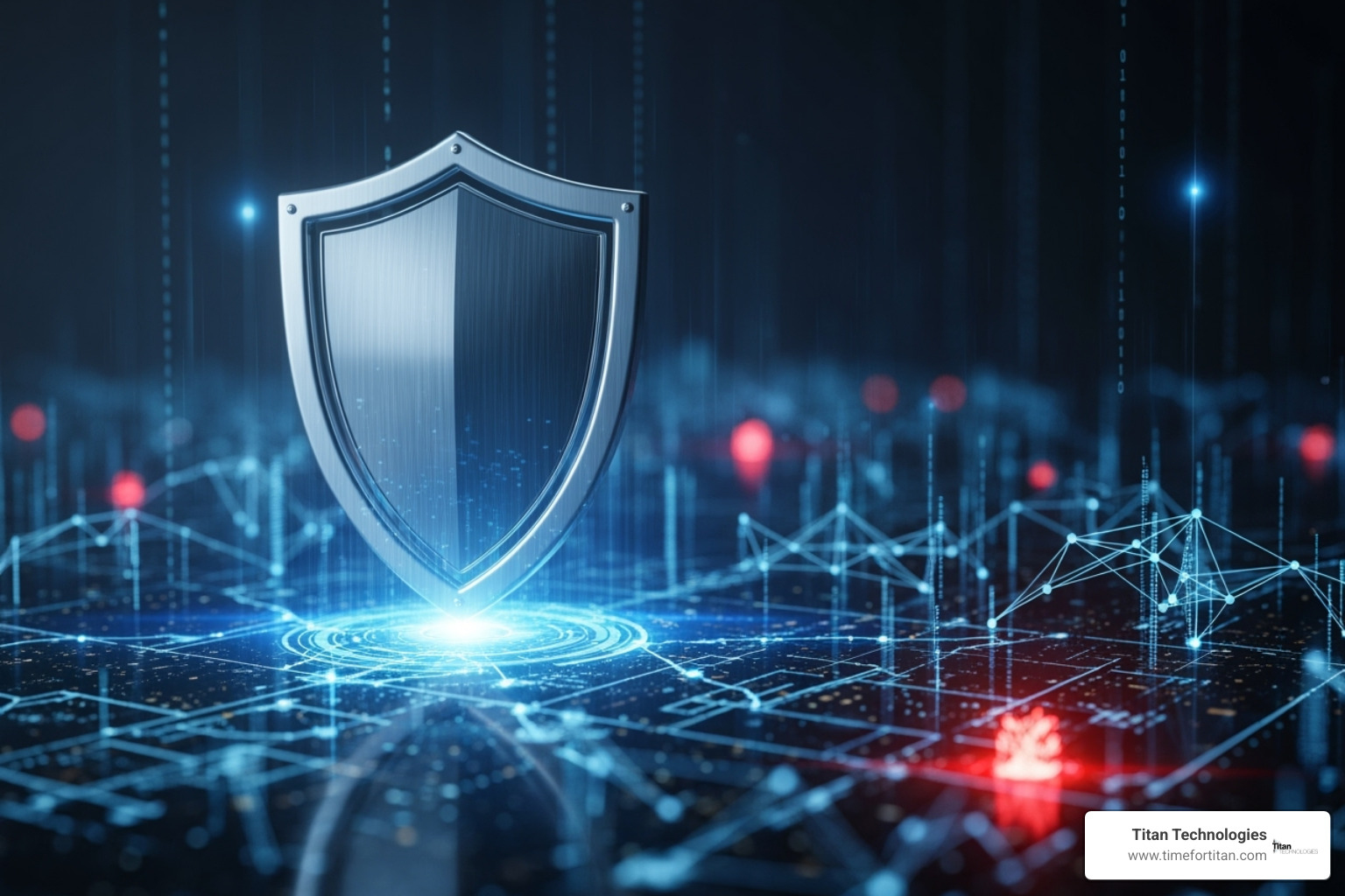 Shield protecting a network, symbolizing cybersecurity and risk mitigation in IT vendor management - IT vendor management
