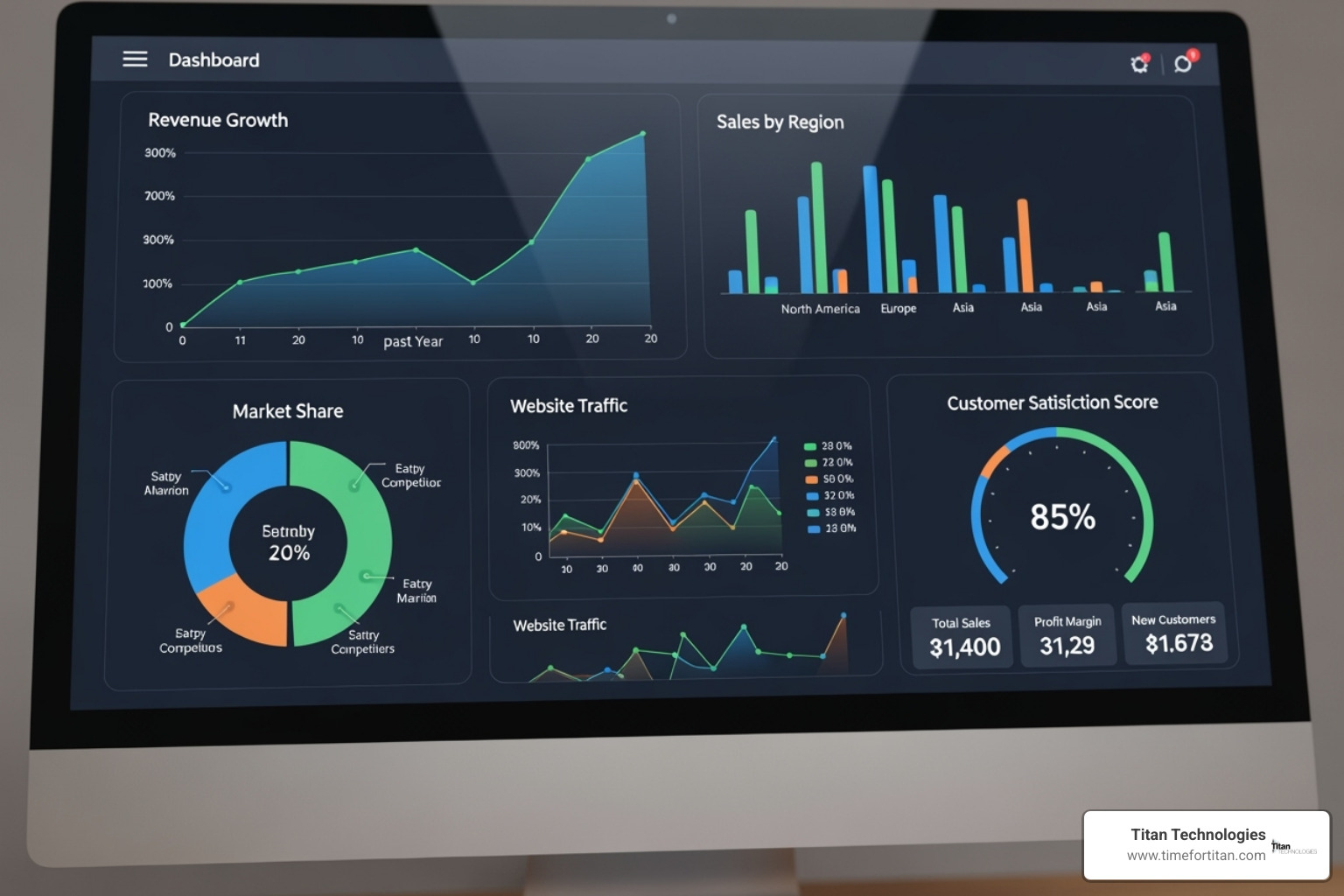 Performance dashboard displaying key performance indicators (KPIs) for IT vendor management, including SLA adherence, cost savings, risk mitigation, and service quality metrics - IT vendor management
