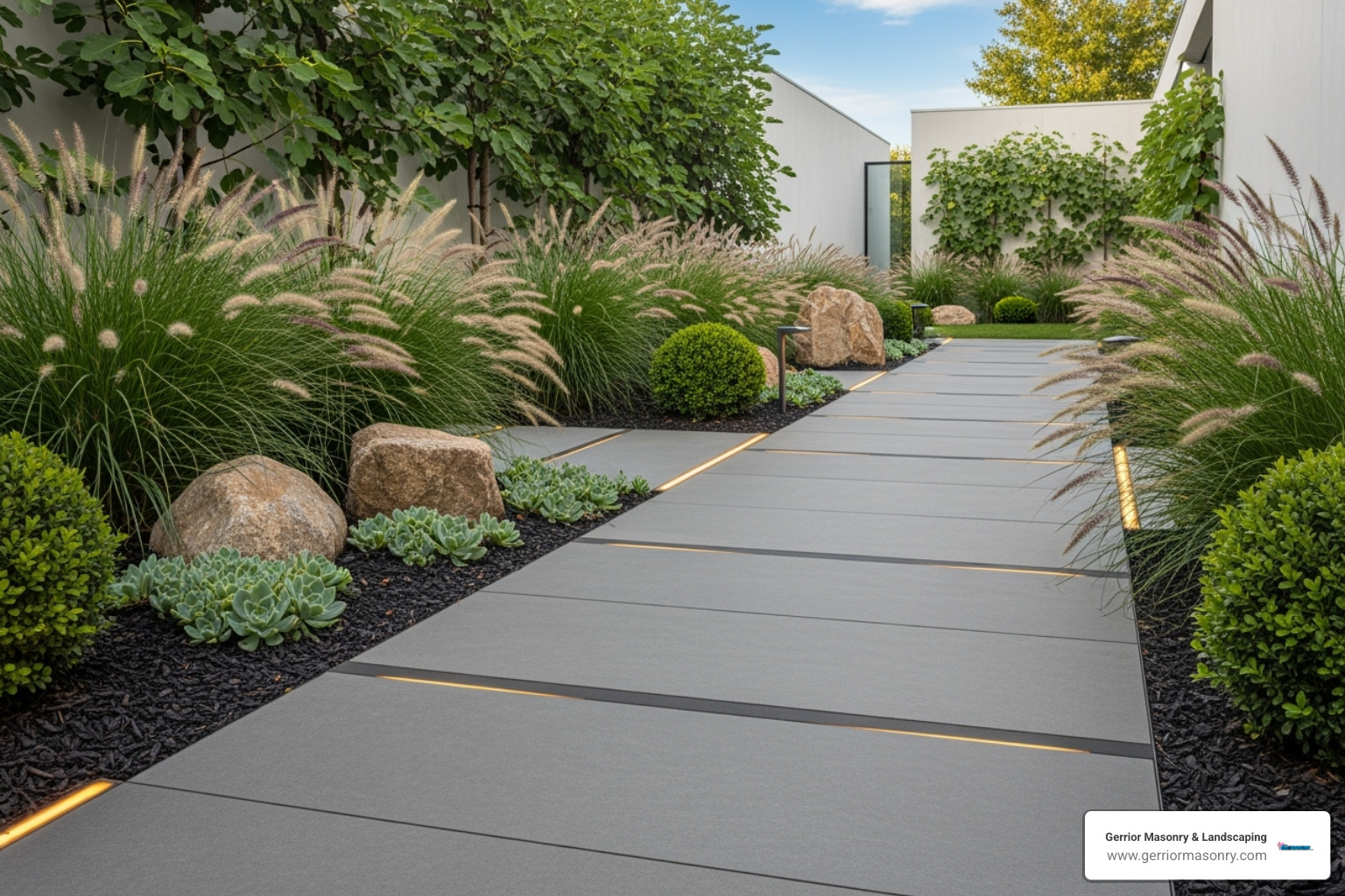 Modern walkway with large porcelain slabs - Steps and walkways Modern walkway with large porcelain slabs - Steps and walkways