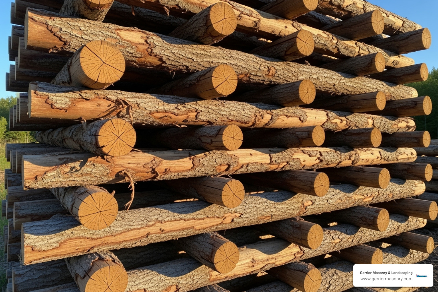 properly seasoned and stacked hardwood - Wood burning fireplace