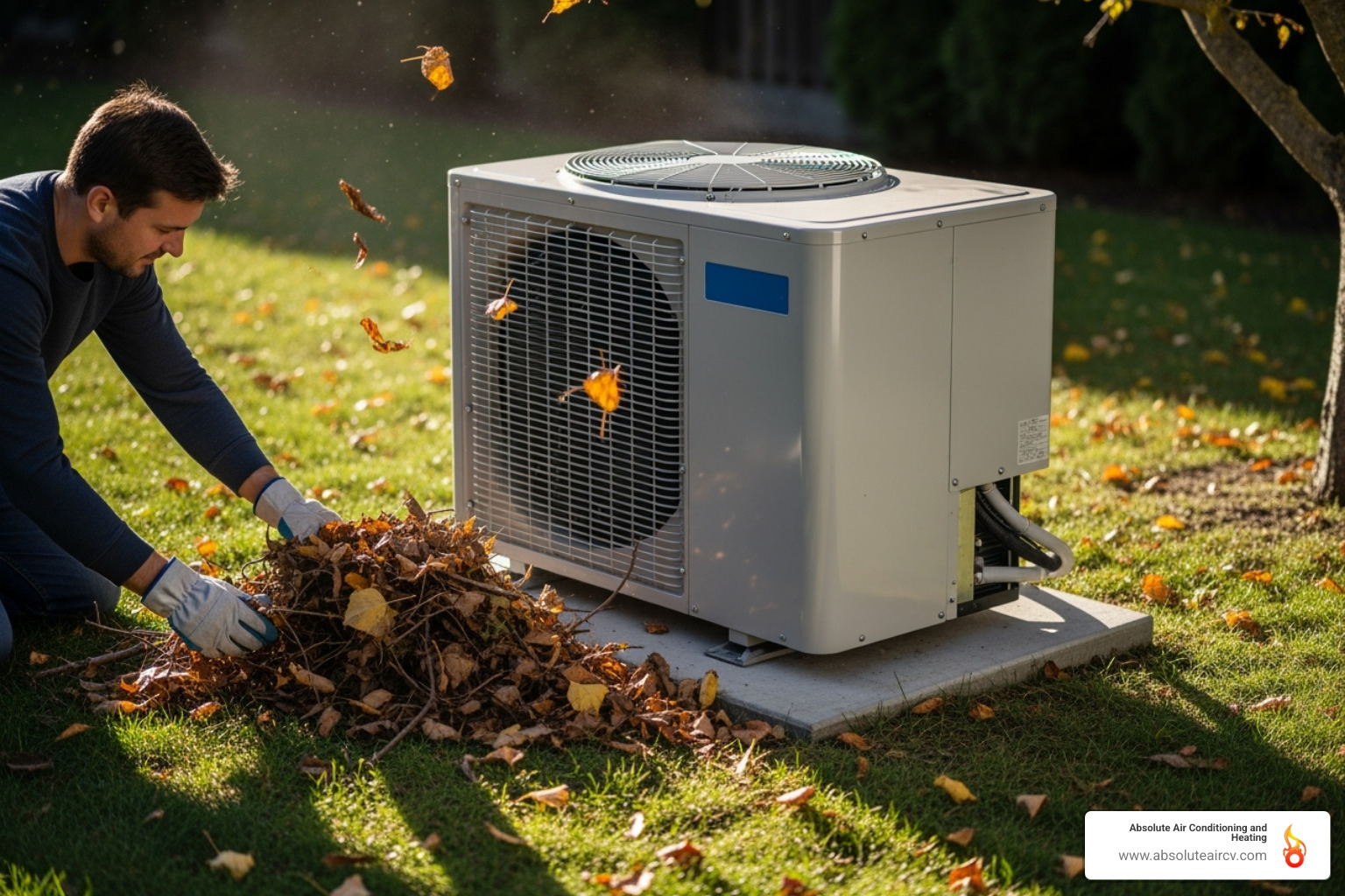 image of clearing debris from around the outdoor unit - heat pump coil cleaning image of clearing debris from around the outdoor unit - heat pump coil cleaning