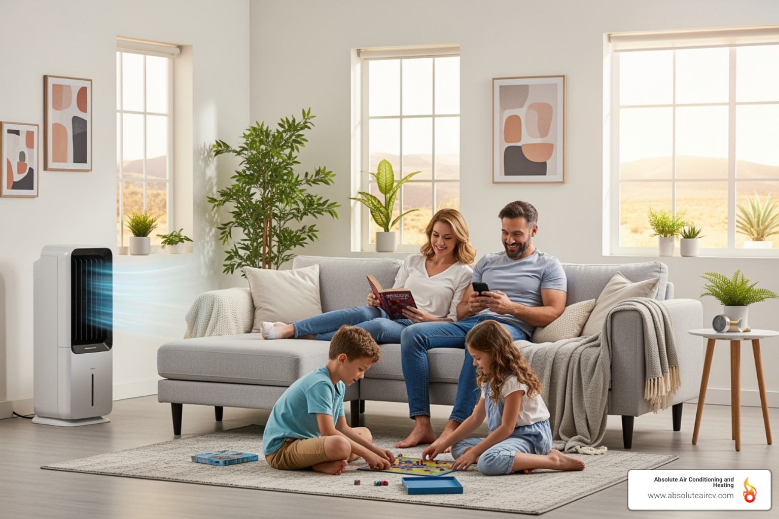 happy family in a cool home - ac service palm springs ca