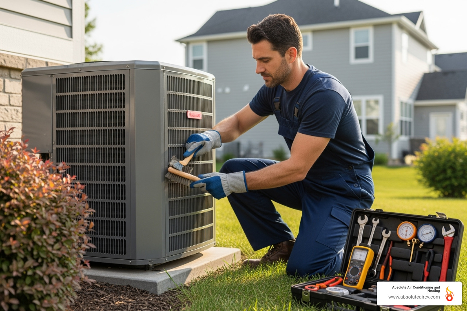 A professional HVAC technician is performing routine maintenance on an outdoor AC unit, checking components and cleaning the coils to ensure optimal performance. - emergency hvac service palm springs A professional HVAC technician is performing routine maintenance on an outdoor AC unit, checking components and cleaning the coils to ensure optimal performance. - emergency hvac service palm springs