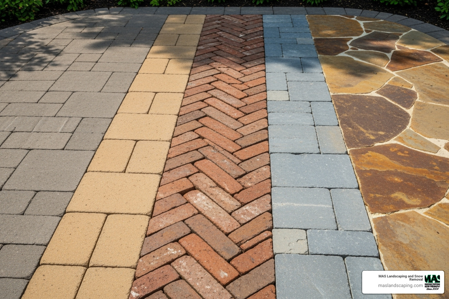 various paver materials - patio installation