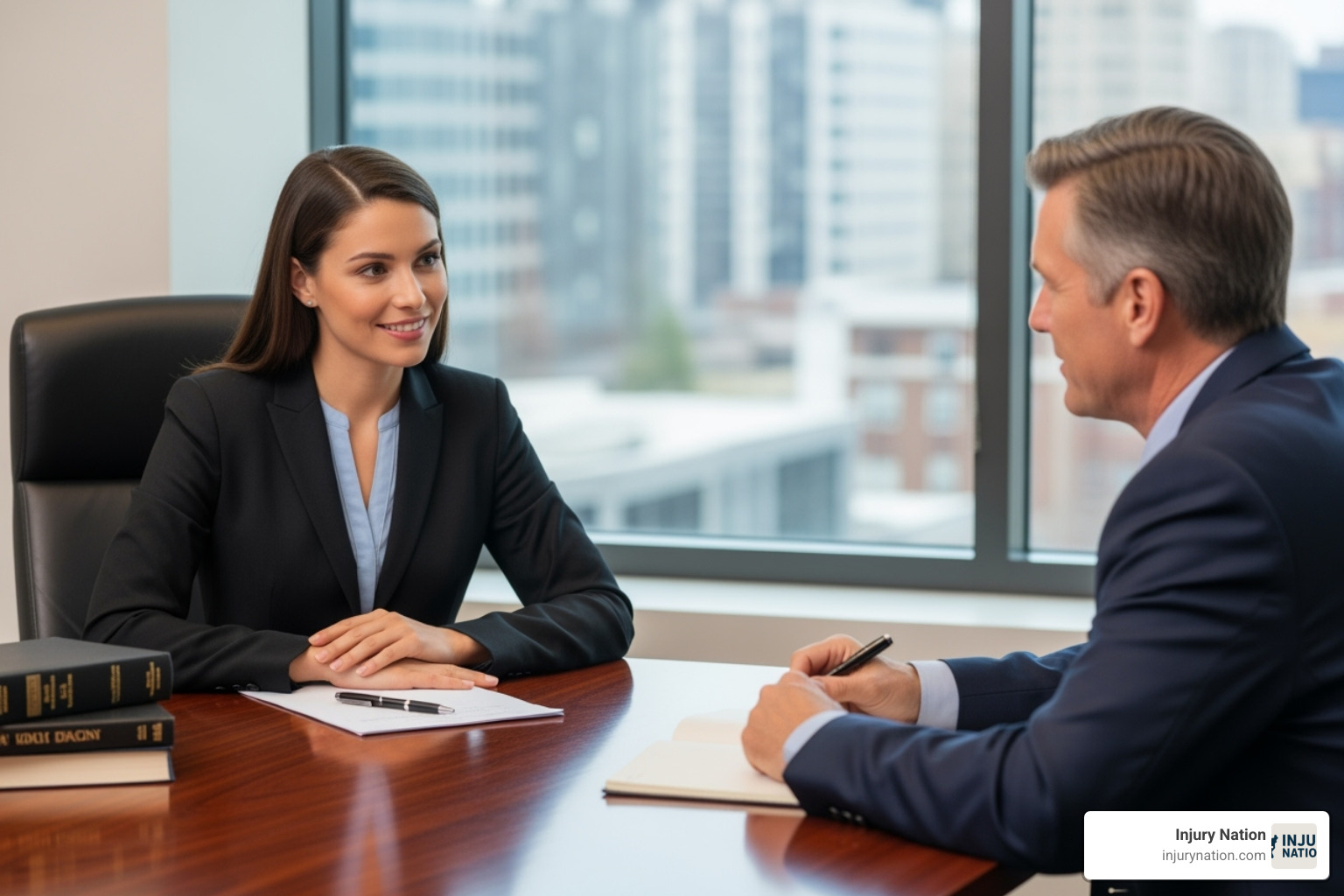 confident attorney meeting with a client - disability insurance claims attorneys