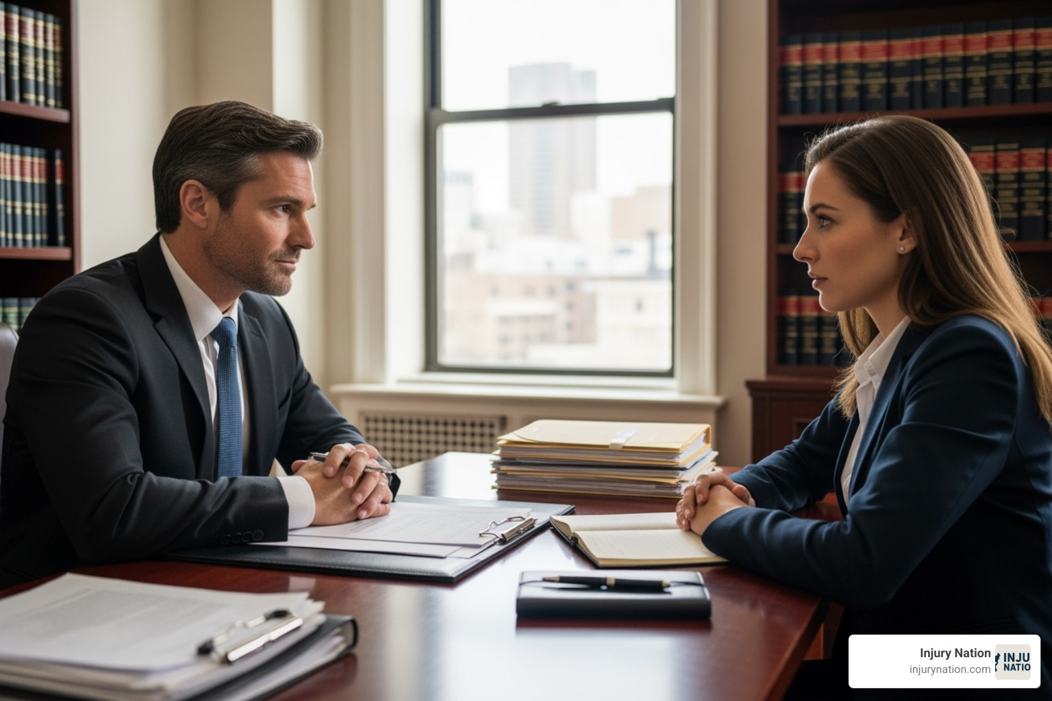 image of a lawyer consulting with a client - motorcycle lawyer
