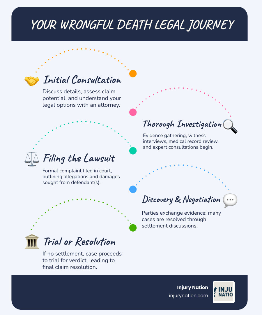 TABLE comparing the pros and cons of settling a case versus going to trial - wrongful death law firm infographic infographic-line-5-steps-blues-accent_colors