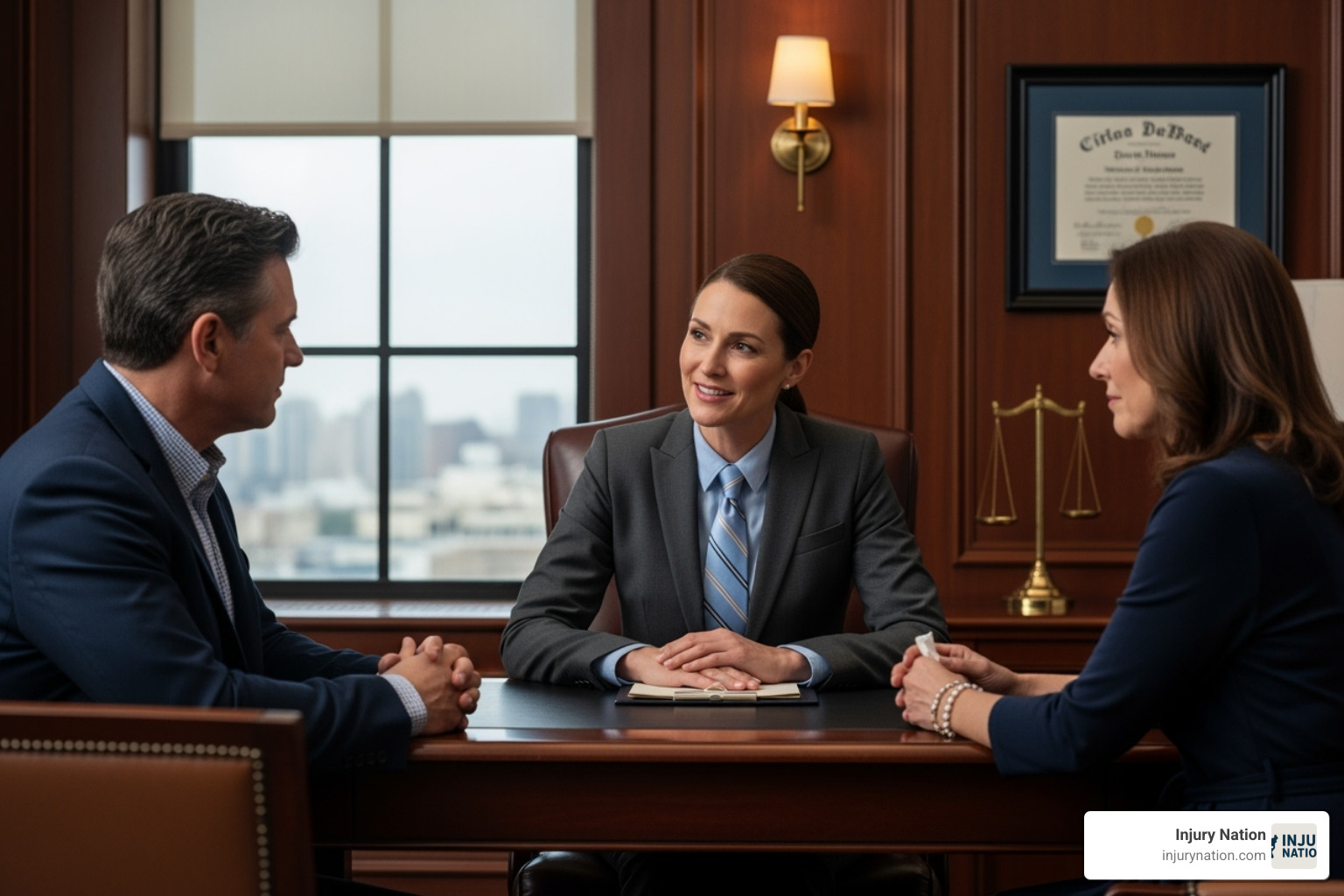 lawyer compassionately consulting with a grieving family - wrongful death law firm