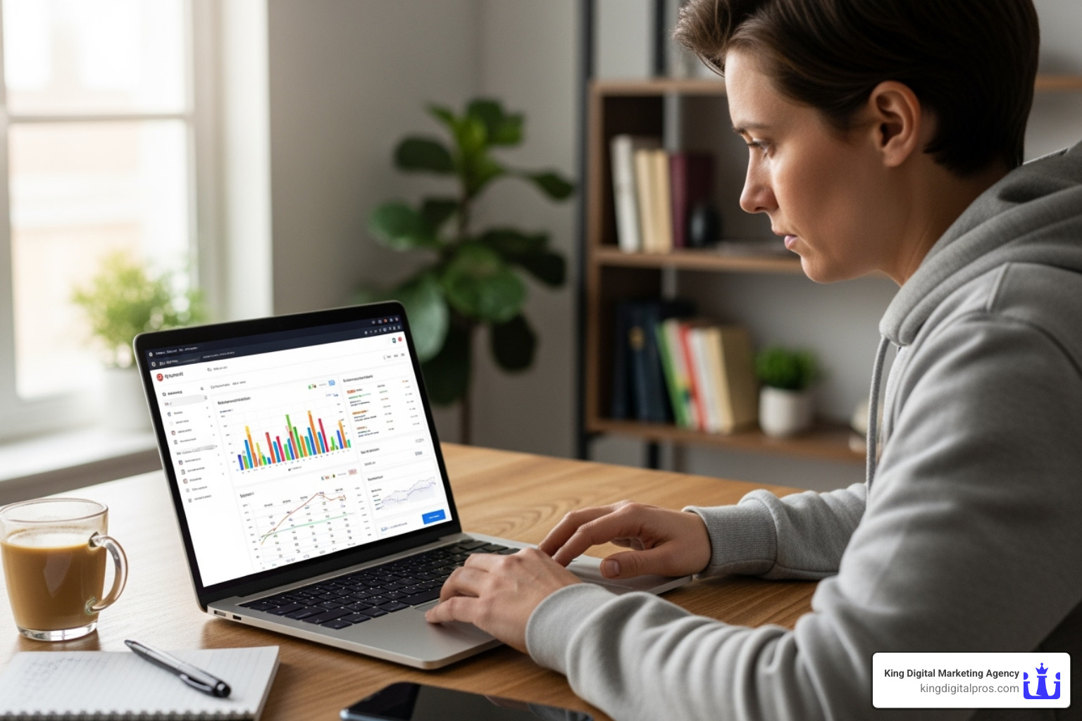 person researching keywords on a laptop - improve search ranking
