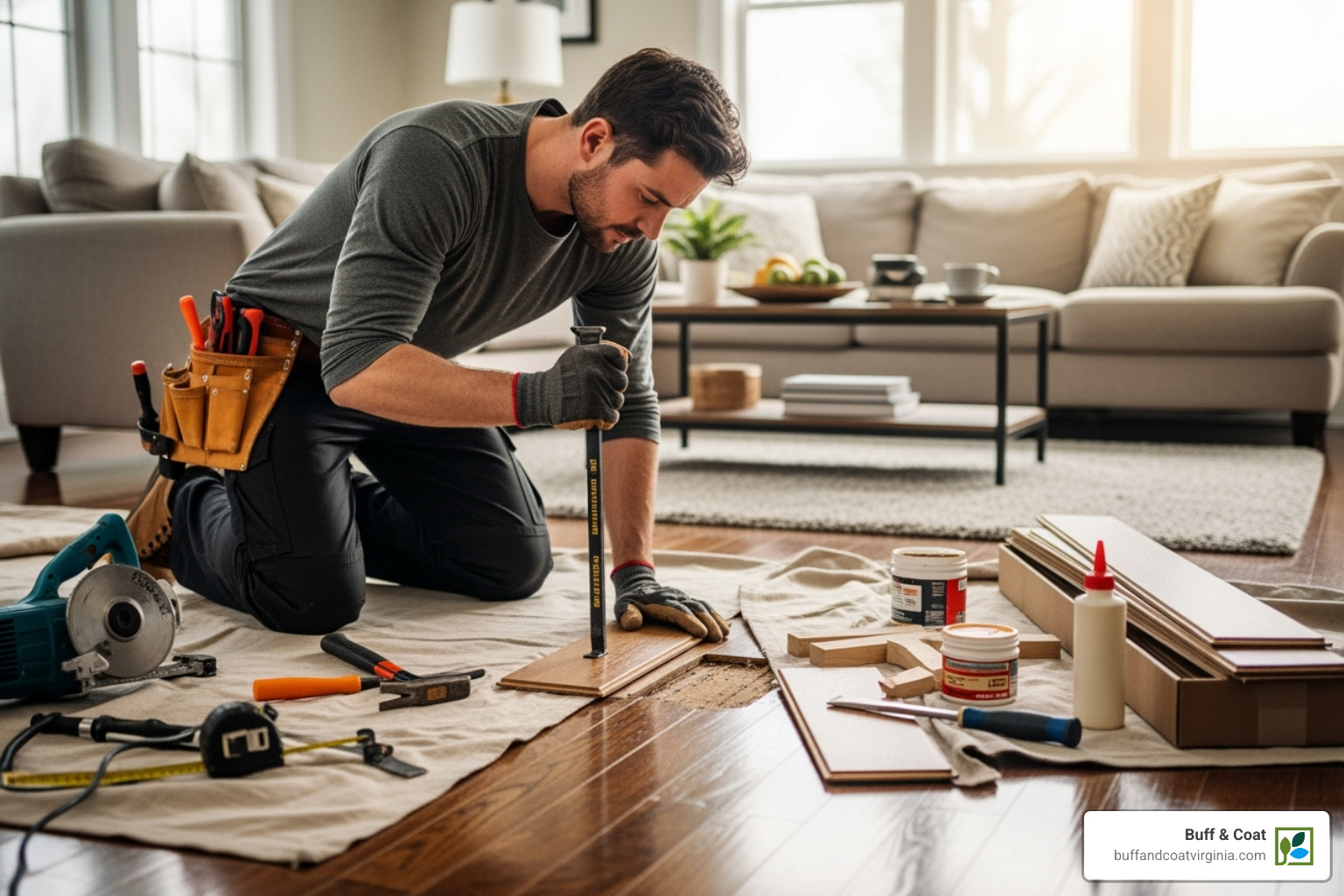 professional flooring contractor replacing a floorboard - fix chip in hardwood floor professional flooring contractor replacing a floorboard - fix chip in hardwood floor
