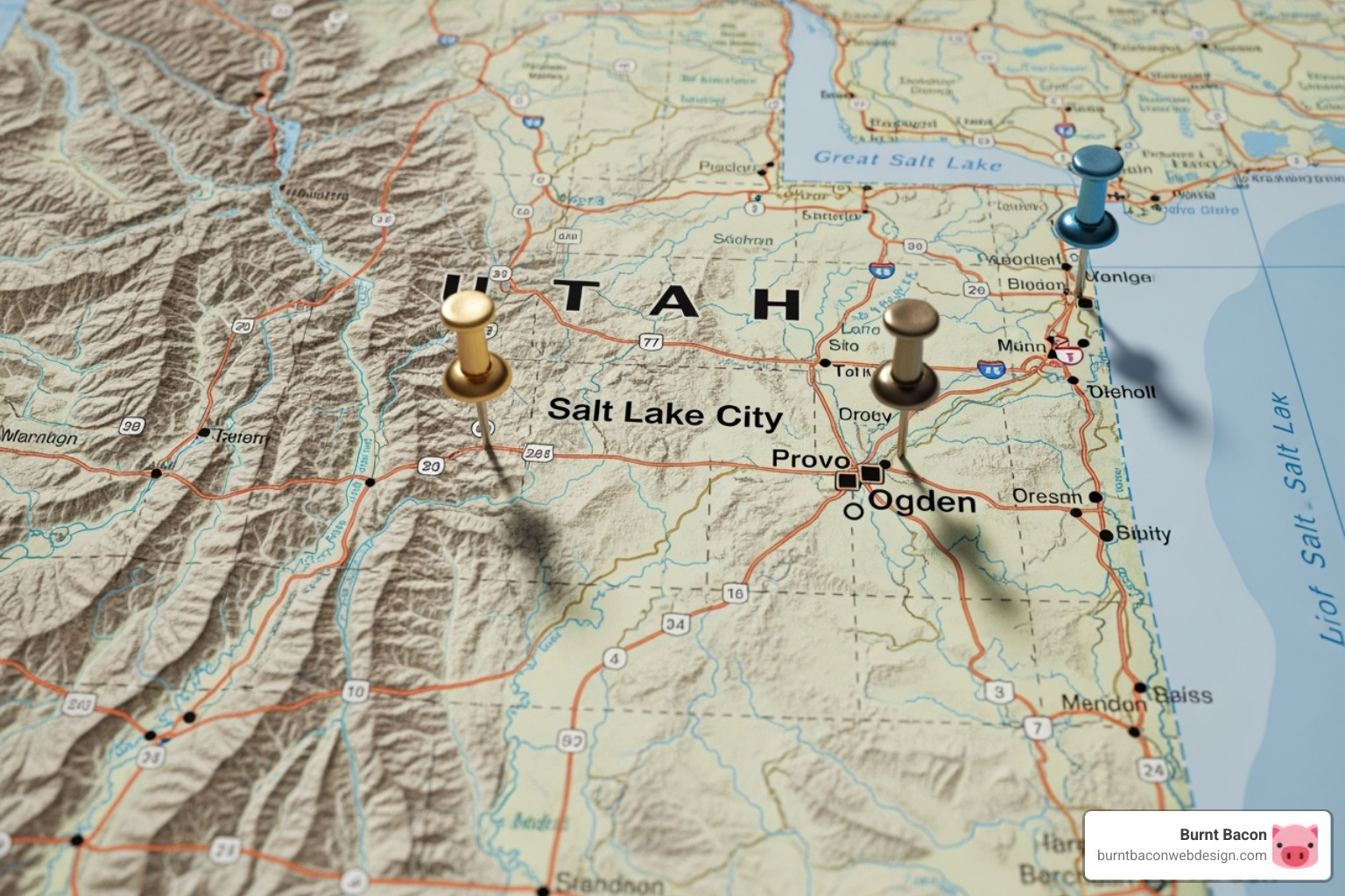 map of Utah with pins on major cities like Salt Lake City, Provo, and Ogden - link building strategy utah map of Utah with pins on major cities like Salt Lake City, Provo, and Ogden - link building strategy utah