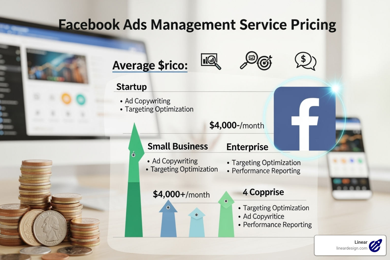 a magnifying glass over a contract document - facebook ads management service pricing