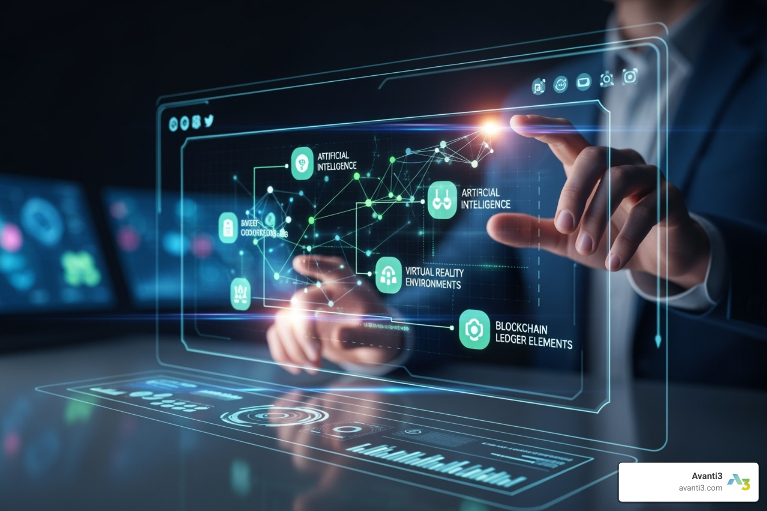 futuristic interface combining AI, VR, and blockchain elements for a seamless user experience - nft utility platforms