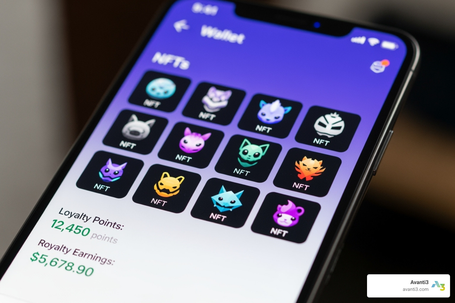 digital wallet showing NFT-based loyalty points and royalty earnings - nft utility platforms