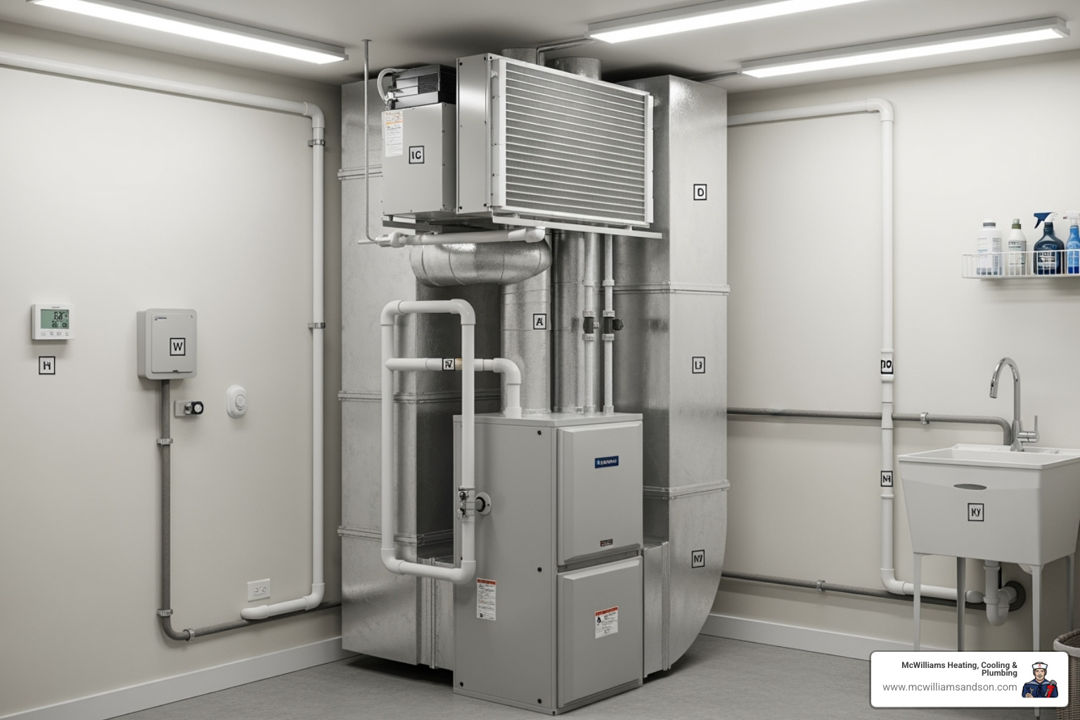 a clean, modern HVAC unit installed in a utility room - Local HVAC experts a clean, modern HVAC unit installed in a utility room - Local HVAC experts