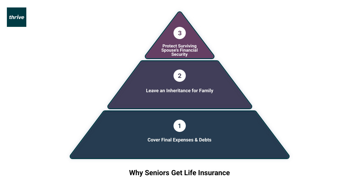 infographic showing top 3 reasons seniors get life insurance: covering final expenses, leaving inheritance for family, and protecting surviving spouse financial security - senior life insurance infographic 3_stage_pyramid