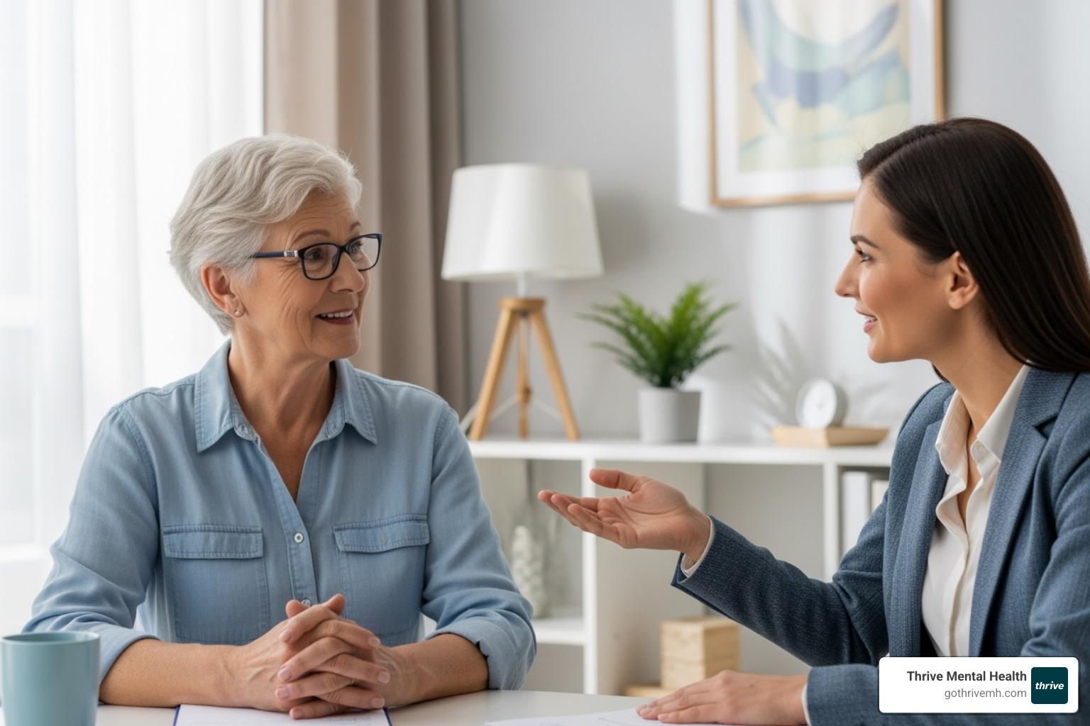 senior speaking with a friendly advisor - senior life insurance