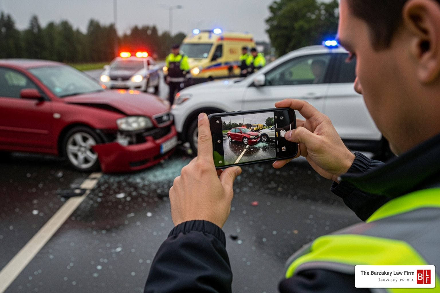 a person taking a photo of an accident scene with their phone - slip fall compensation a person taking a photo of an accident scene with their phone - slip fall compensation