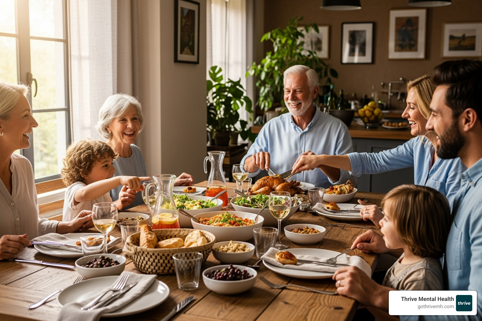 multi-generational family enjoying a meal together - senior life insurance
