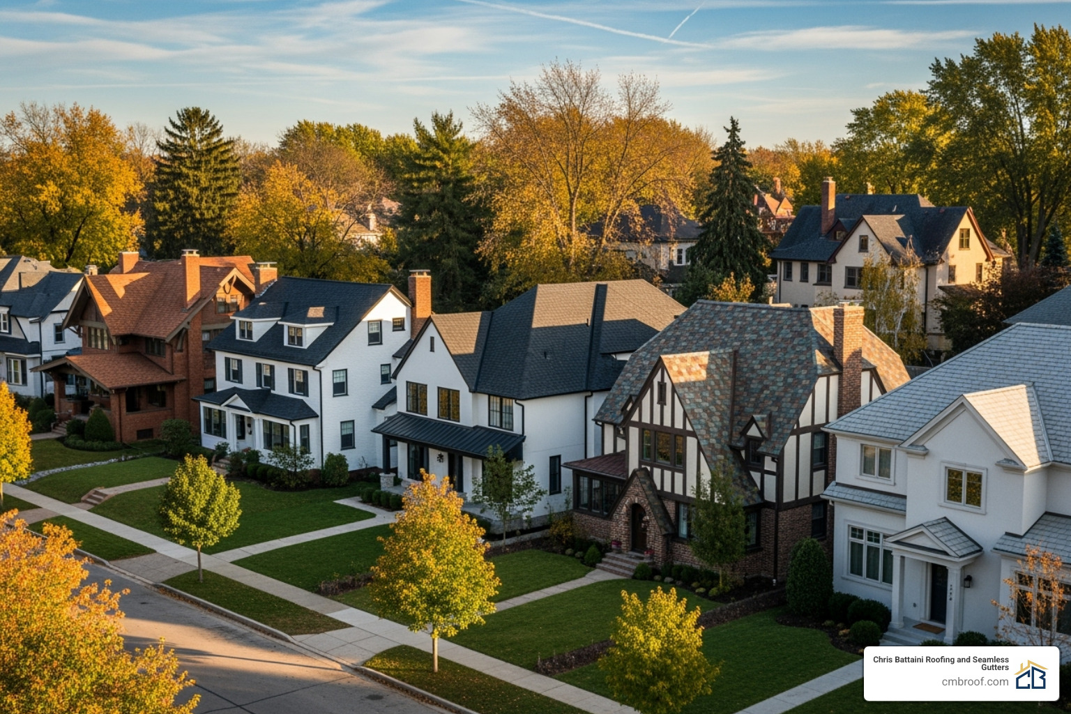 variety of Owens Corning shingle styles on different homes - owens corning shingles