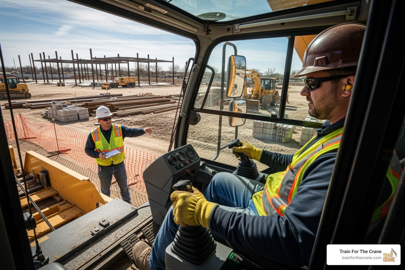 operator performing a practical evaluation under supervision - crane certification online