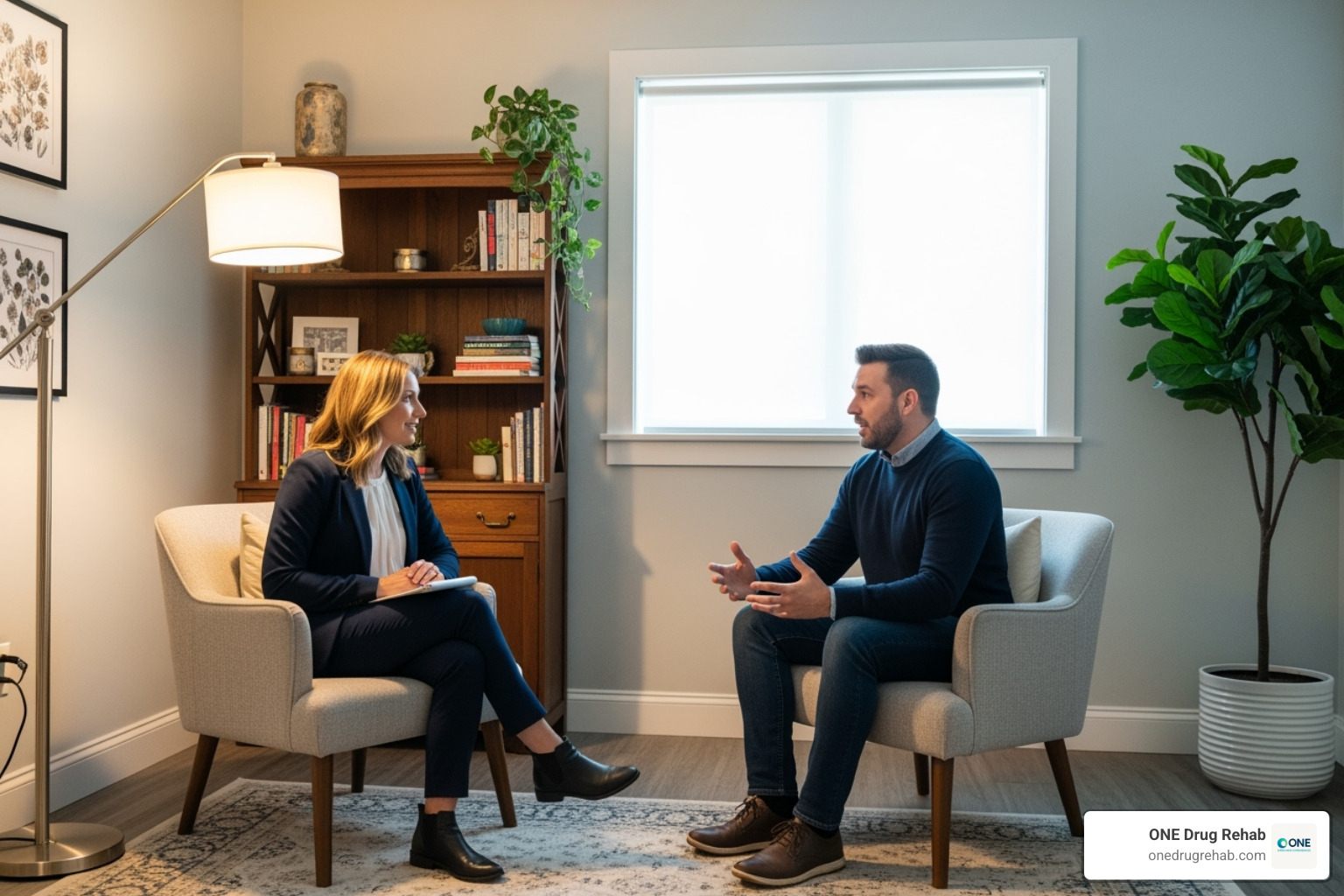 one-on-one counseling session in a comfortable office - drug rehab outpatient programs near me