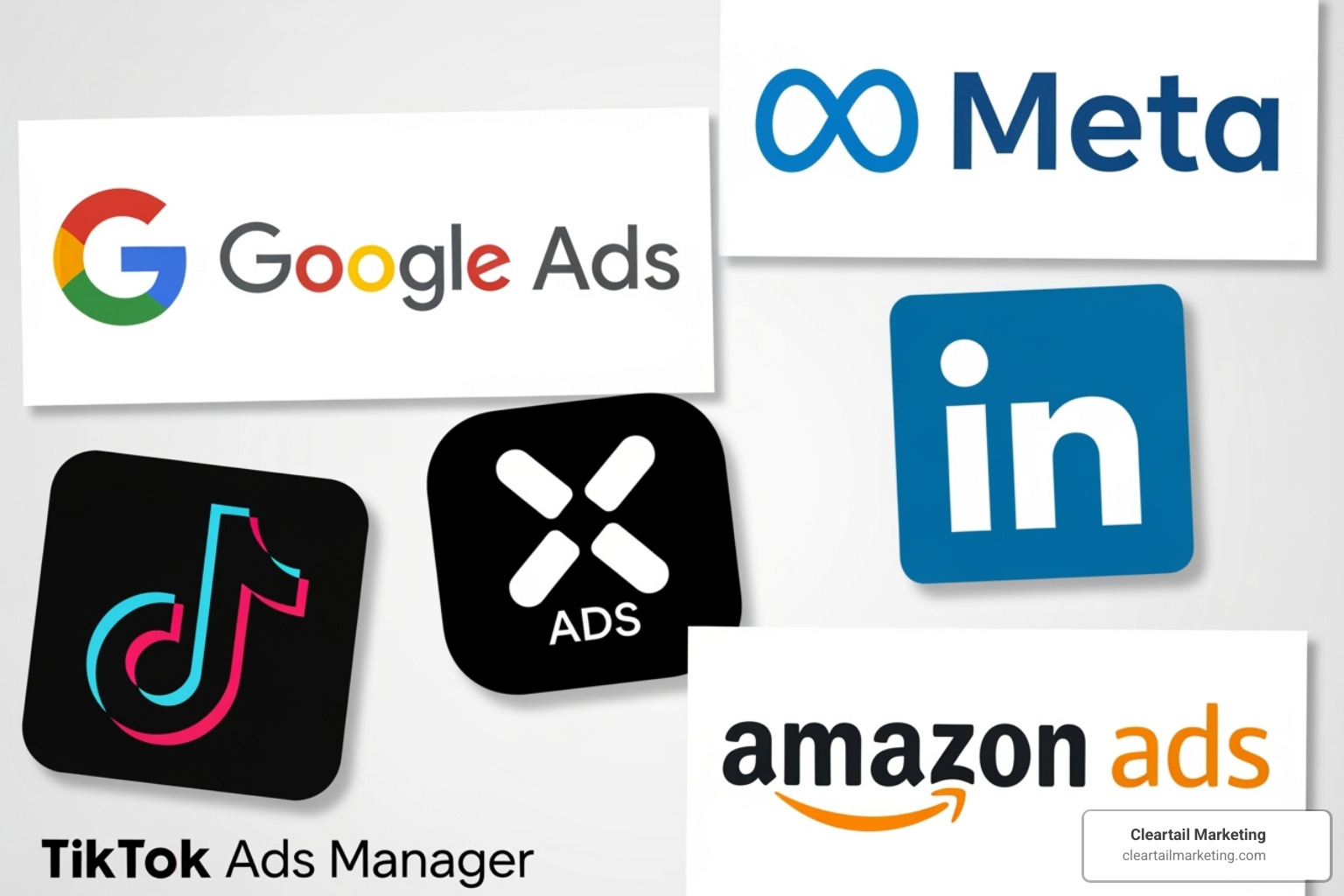 collage of popular digital advertising platform logos like Google Ads, Meta, and LinkedIn - DIGITAL ADVERTISING SPECIALISTS