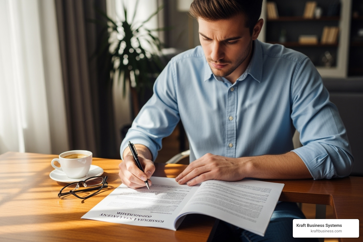 A person carefully reviewing a lease agreement document - office printer lease Detroit
