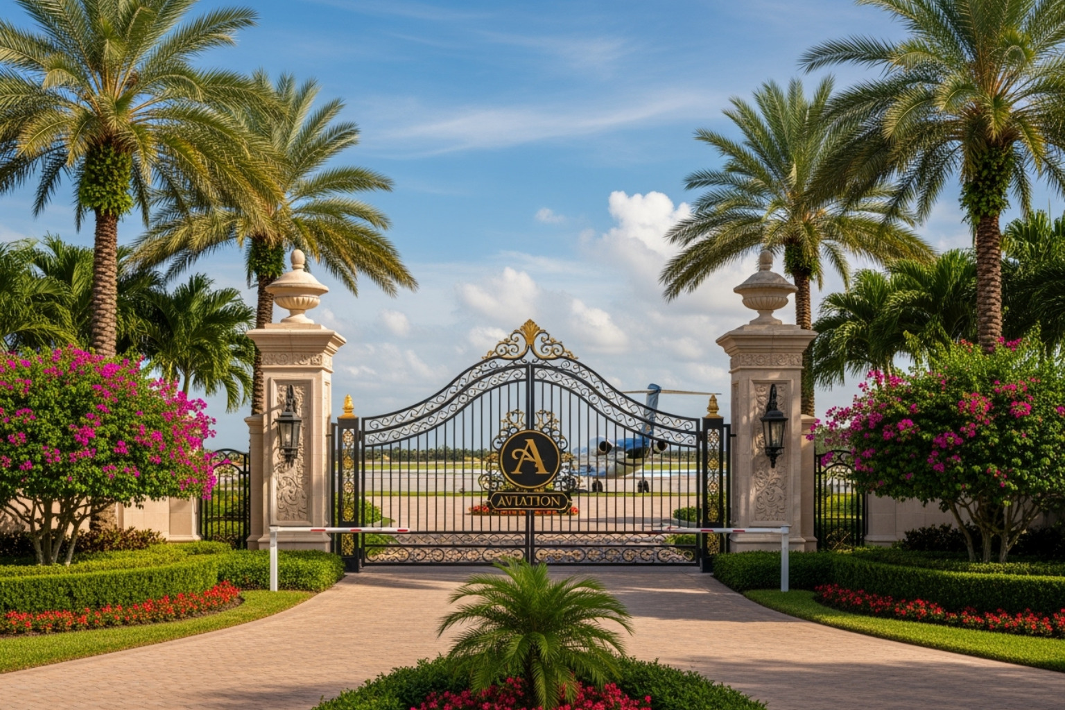 Entrance to Jumbolair Aviation Estates - where does john travolta live