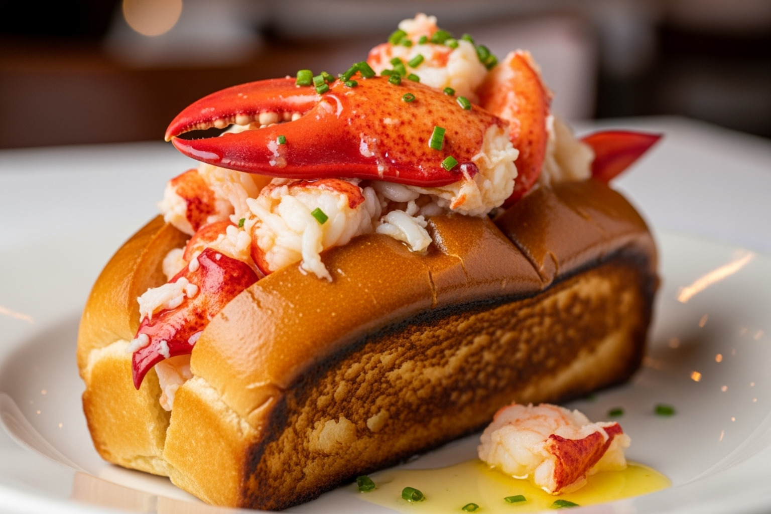 A classic hot buttered lobster roll on a split-top bun - what food is boston known for