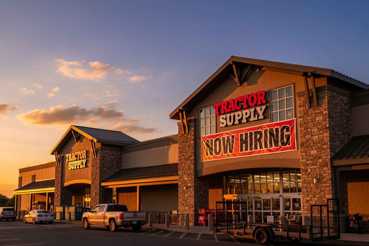 Tractor Supply store with Now Hiring sign - tractor supply sales associate job description