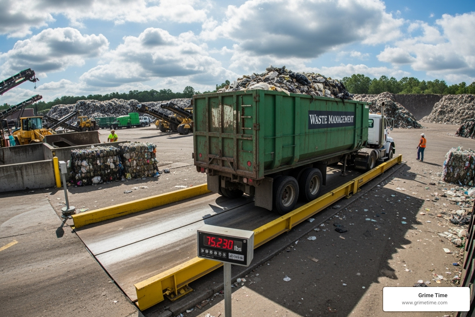 scale weighing a dumpster truck - dumpster rental austin cost