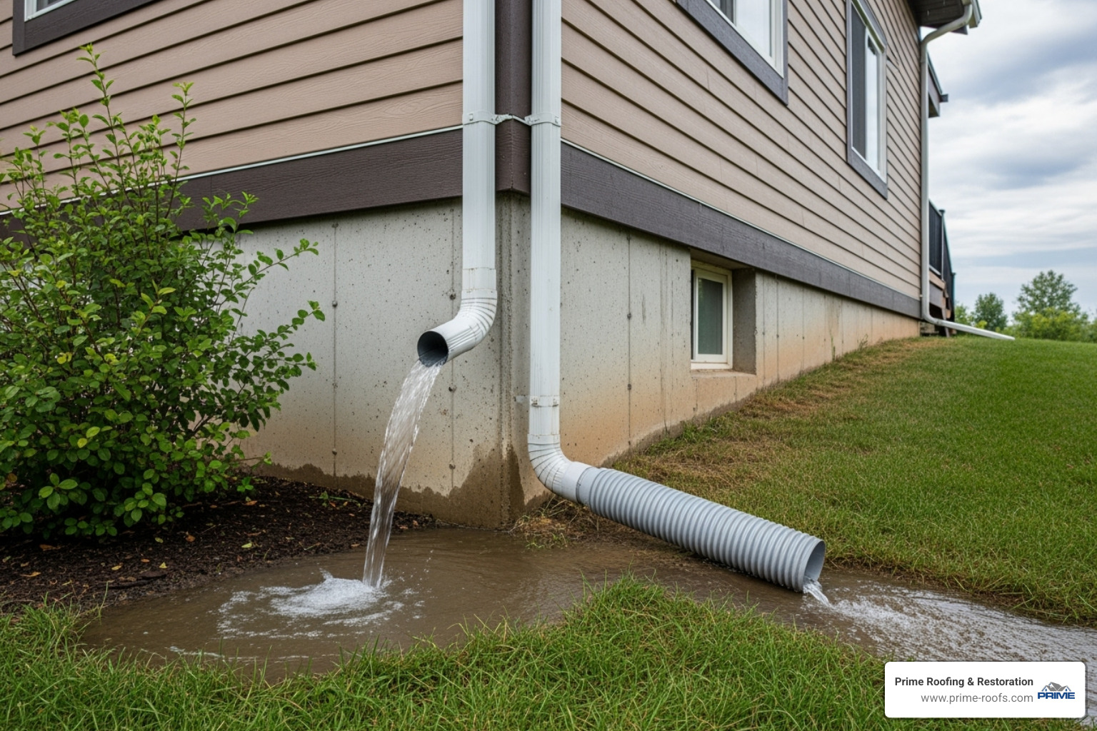 properly functioning downspout - Roof and gutters