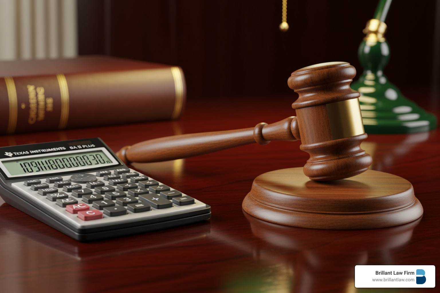 gavel and a calculator, representing legal process and costs - asset protection trusts