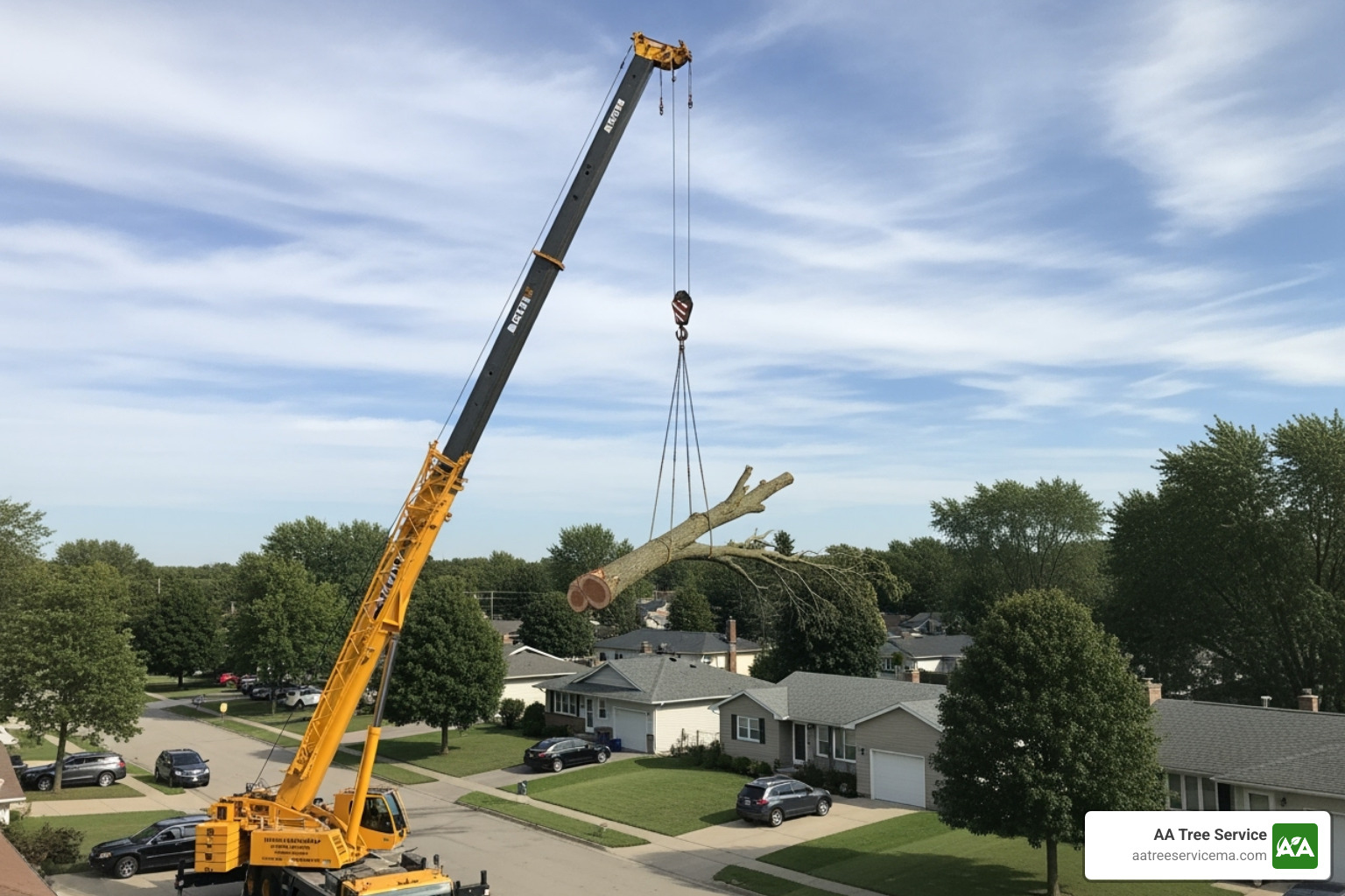 crane lifting tree section - cost of large tree removal crane lifting tree section - cost of large tree removal