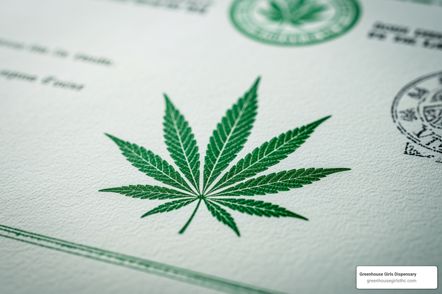 A document with a hemp leaf stamp, symbolizing legality - buy THCa online