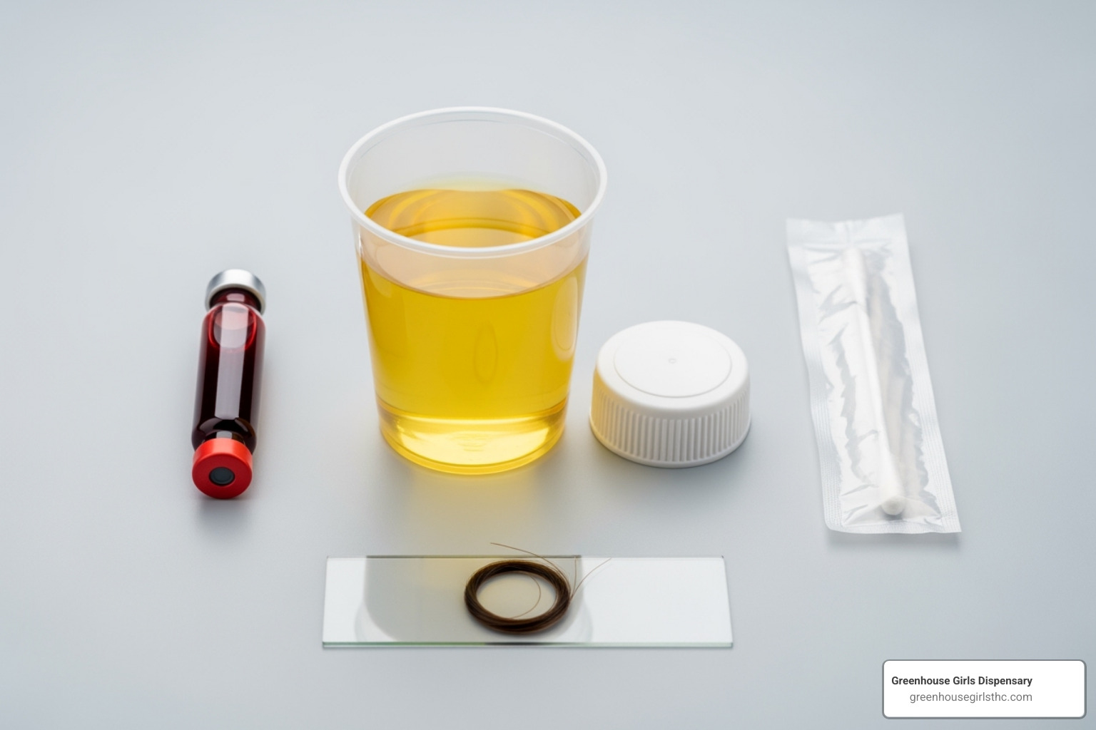 different drug test types (urine cup, blood vial, saliva swab, hair strand) - how long does delta 9 gummies stay in your system